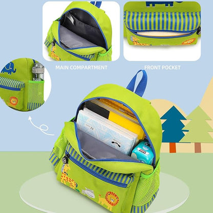 willikiva Cute Zoo Little 3d Backpack Kids Backpack for Boys and Girls Toddler Backpack Waterproof Preschool(Green Zoo)