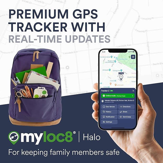 Highly Precise GPS Tracker for Keys, Backpack, Luggage & Kids – Built-in SIM, SOS Button - Smart Tag with Real-Time Tracking, Waterproof, iOS & Android Locator Device (4-Mo Subscription Included)