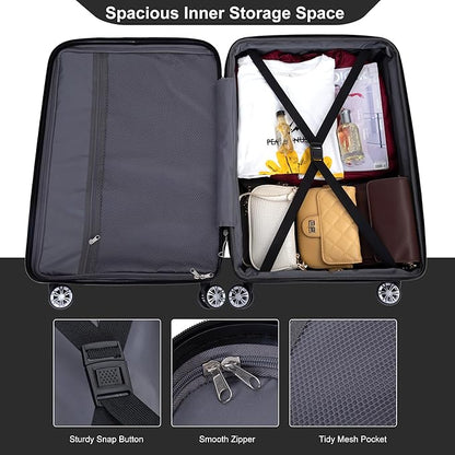 Luggage sets 5 Piece Expandable Hardside Suitcase Set with Spinner Wheels, Lightweight PC Travel Luggage set with TSA Lock（21/25/29, Black