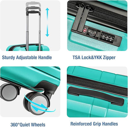 KYME Carry On Luggage 22x14x9 Airline Approved with TSA Lock Hard Shell Carry On Suitcase Lightweight Suitcases with Wheels Small Luggage for Men Women,Carry-On 20 Inch,Lt Blue