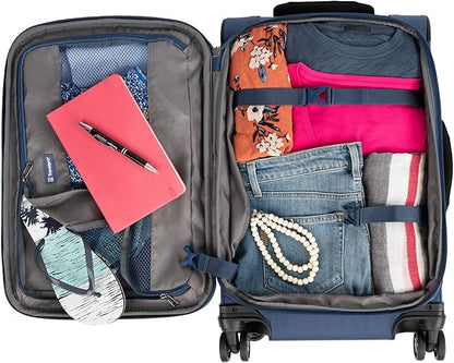 Travelpro Tourlite Softside 2-Piece Set, Expandable Luggage, 4 Spinner Wheels, Lightweight Suitcase, 21" Carry-On, 25" Checked Medium, Blue