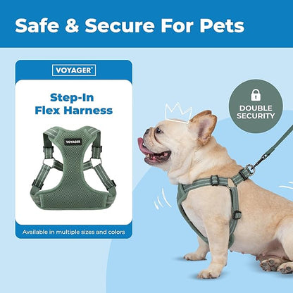 Best Pet Supplies Voyager Mesh Dog Breathable Harness Reflective Stitching, All Weather Adjustable for Walking Training, or Running - Heavy Duty & Durable, Moss Green, M