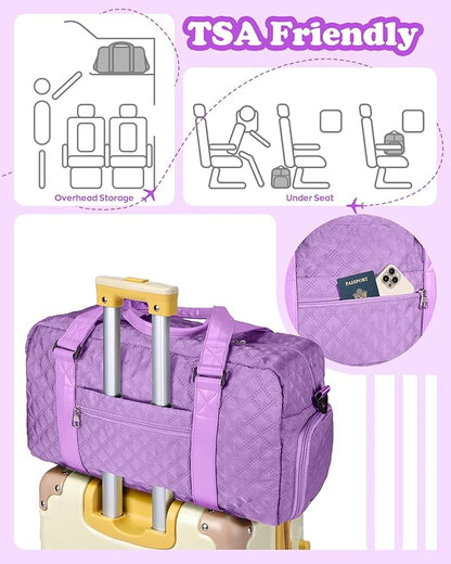 Initial Travel Duffle Bag Women Girls Christmas Gift: Personalized Weekender bags, Dance Cheer bag Sports for Girl, Kid Gymnastics Bags, Birthday Gifts for Women Kids Teens