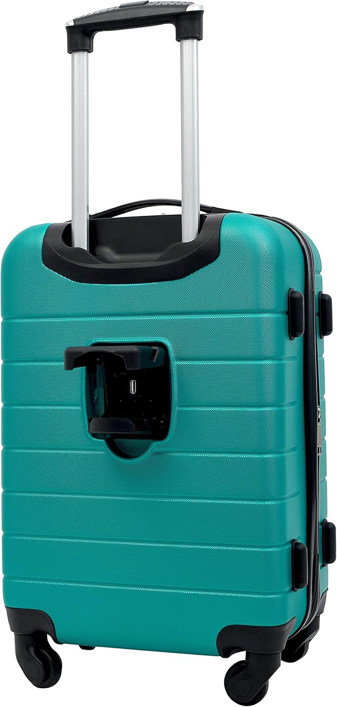 Wrangler Smart Luggage Set with Cup Holder and USB Port, Teal, 2 Piece