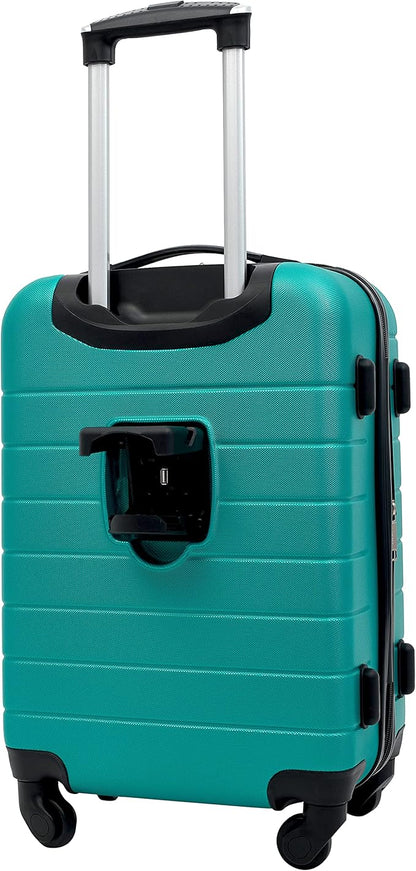 Wrangler Smart Luggage Set with Cup Holder and USB Port, Teal, 2 Piece