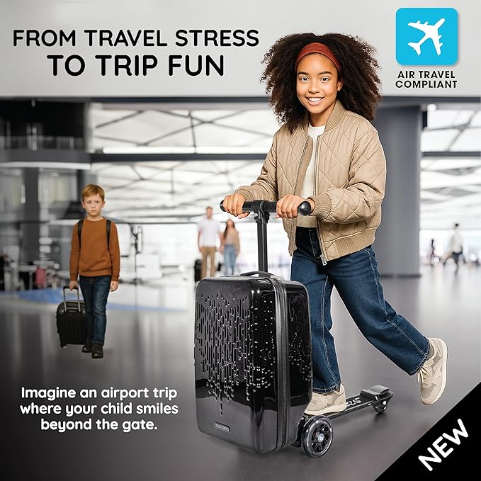 Detachable 4-in-1 Scooter Luggage for Kids – Ride-On Suitcase with Removable Luggage Body, Adjustable Handlebar, Durable Deck & Brake, Carry-On Size – Travel & Play