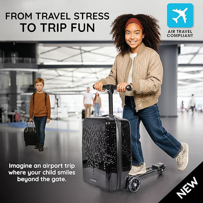 Detachable 4-in-1 Scooter Luggage for Kids – Ride-On Suitcase with Removable Luggage Body, Adjustable Handlebar, Durable Deck & Brake, Carry-On Size – Travel & Play