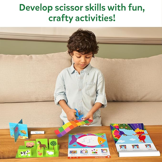 Skillmatics Scissor Skills Activity Book - Snip Snip Animals, Stocking Stuffers, 25 Fun Cutting & Creative Activities, 2 Child-Safe Scissors, Felt Craft Kit, Christmas Gift for Kids Ages 3, 4, 5, 6, 7
