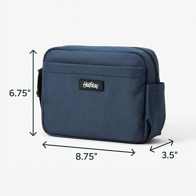 Halfday Sidecar Toiletry Bag | Travel Organizer for Men & Women with Waterproof Pouch, Mesh Pockets, Toothbrush Holder, Hanging Loop (Lightweight, Durable, Water-Resistant), Marine