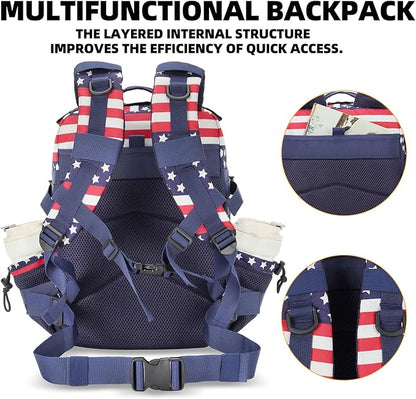 25L Tactical Military Backpack Small Travel Backpack for Men and Women Assault Pack Bug Out Bag Molle Daypack Gym Backpack with Bottle Holder (Flag)