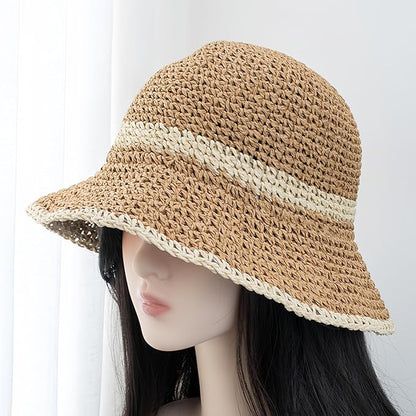 Floppy Big Beach Straw Hats for Women Foldable Summer Wide Brim Packable Sun Hat Womens Travel Straw Fedora Hat