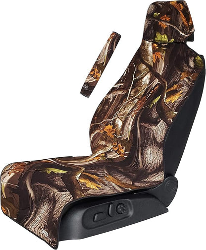 Gorla Gear Camo Premium Universal Fit Waterproof Stain Resistant Car Seat Cover Neoprene Non-Slip Bucket Seat Hunting Dog & Sweat Proof Protector Save Your Leather Cloth Seats Auto Van Truck SUV Sedan