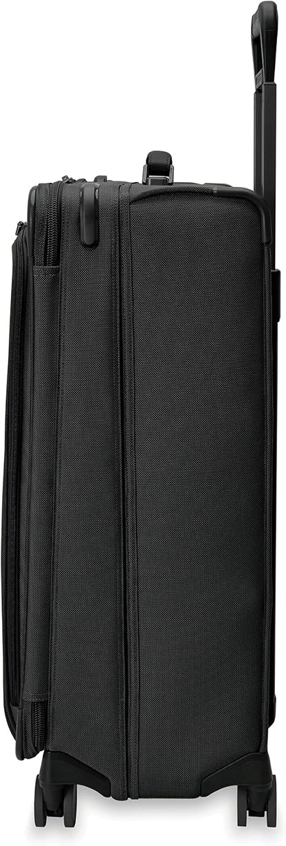 Briggs & Riley 29" Large Expandable Spinner - Checked Luggage for Travel, Suitcases with Wheels, Softside Rolling Bag for Men & Women, Self-Repairing Zipper - Baseline Collection, Black