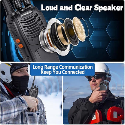 Walkie Talkies Long Range for Adults，radios Rechargeable walkie talkies with Earpieces 2 Way Radios UHF Handheld Transceiver Walky Talky Copy Frequency with Flashlight VOX for Camping Hunting（2 Pack）