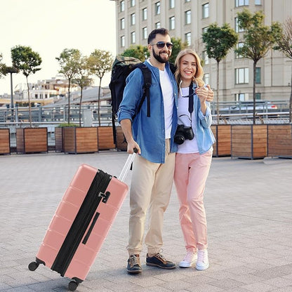 Sweetcrispy Carry on Luggage, Hard Shell ABS Suitcase with Double Spinner Wheels, Lightweight Expandable Rolling Suit Case with TSA Lock, 24 Inch Light Pink