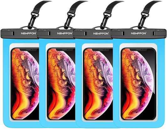4 Pack 8.5“ Waterproof Cell Phone Pouch - Underwater Dry Bag Case Lanyard - Water Proof Clear Holder Protector for iPhone 16 15 14 Pro Max Plus Samsung Galaxy S25 S24 Ultra Note for Beach Swimming
