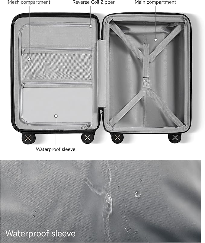 LUGGEX Carry On Luggage 22x14x9 Airline Approved, Expandable Polycarbonate Suitcase with Front Pocket and USB Port (Pink, 20 Inch, 35L)