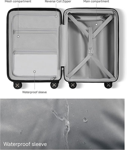 LUGGEX Carry On Luggage 22x14x9 Airline Approved, Expandable Polycarbonate Suitcase with Front Pocket and USB Port (Pink, 20 Inch, 35L)
