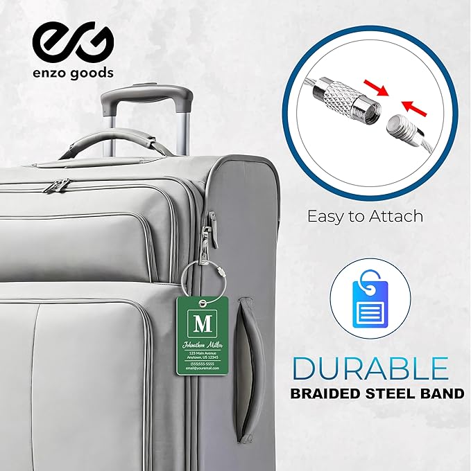 Personalized Luggage Tag | 2 Pack | Custom Luggage Tags for Suitcases | Kids Backpack Tag | 10 Color Options & Choose Font, Font Color