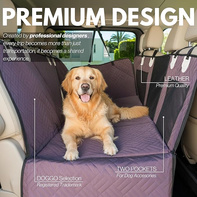 – Back Seat Pet Cover for Dogs, Premium Dog Hammock for Car with Hard Bottom | XL, Waterproof & Washable | Dog Car Seat Cover for Large | Fits Large SUV, Trucks (Brown)