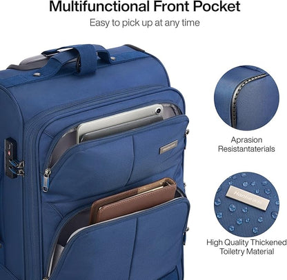 Hanke 28 Inch Softside Expandable Luggage with Spinner Wheels,Check Large Luggage Rolling Suitcase Travel Luggage with TSA Approved,Blue