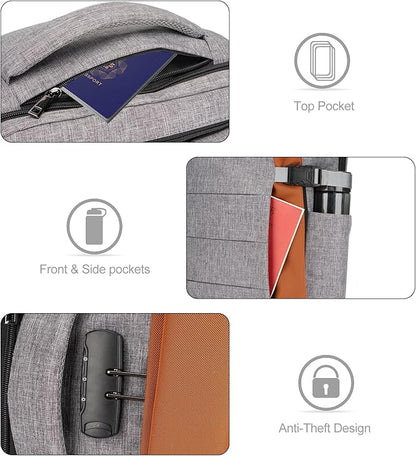 Tzowla 40L Expandable Travel Laptop Backpack for Men Women Carry on Flight Approved,Large Capacity Anti Theft Backpacks with USB/Type C Charging Port,Personal Item Bag Fit 17.3" Computer（Grey