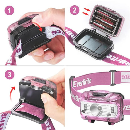 EverBrite Headlamp, 2 Pack Kids Headlamp with Red Light and Memory Function, Head Lamp for Adults and Kids with 5 Modes, Bright Headlamps for Camping, Running, Christmas Gifts, Batteries Included