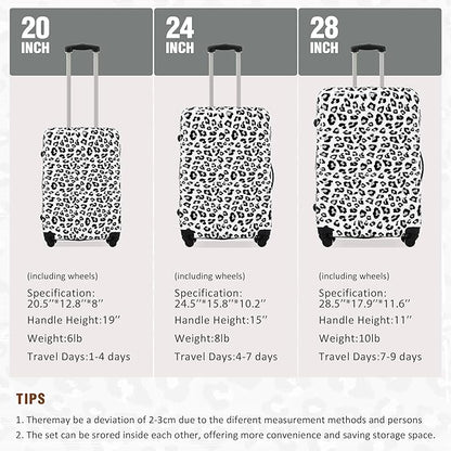 Merax Luggage Sets 3 Piece, Hardside Expandable Suitcase Set with Spinner Wheels, Lightweight Leopard 20+24+28 IN Suitcase with Carry on Luggage, Leopard White+Black