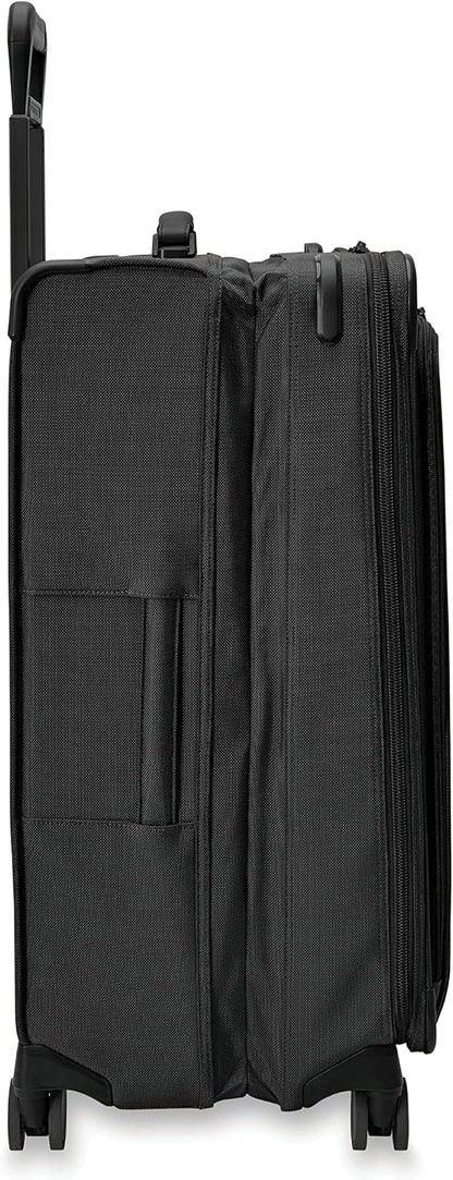 Briggs & Riley 29" Large Expandable Spinner - Checked Luggage for Travel, Suitcases with Wheels, Softside Rolling Bag for Men & Women, Self-Repairing Zipper - Baseline Collection, Black