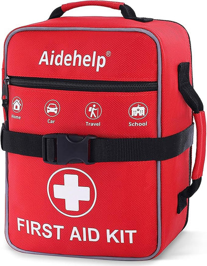 520 Pieces Premium First Aid Kit - Large Emergency Medical Kit for Survival, Car, Home, Travel, Camping, Backpack, Hiking, School (Red)