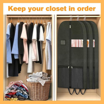 Travel Garment Suit Bag for Hanging Clothes, Suit bags for Closet Storage with Pockets Gusseted Garment bag for Men Suits Shirts Tuxedos Dresses, Suit Cover Bags With Handles and Zipper 43" 2 pack