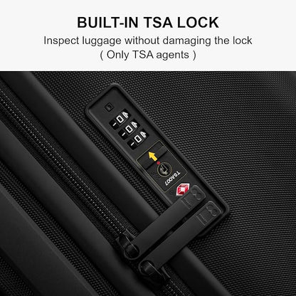 LEVEL8 Trunk Luggages, Large Suitcase 28 Inch Luggage with Spinner Wheels, Luminous Textured Checked Lightweight Hard Shell with Tsa Lock, Black
