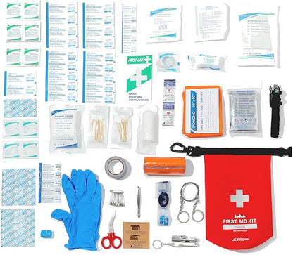 Breakwater Supply™ Waterproof First Aid Kit Dry Bag Bug Out Bag Preloaded with Emergency Survival Prepper Supplies for Boating, Camping, Fishing + Carabiner, Floating, Reflective, AFAK/IFAK Trauma Kit