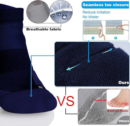 Hylaea No Show Running Athletic Anti-Blister Wicking Coolmax Socks, Seamless Anti-odor