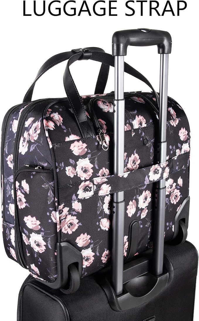 KROSER Rolling Laptop Bag Premium Rolling Laptop Briefcase Computer Bag Fits Up to 15.6 Inch Laptop Overnight Bag with RFID Pockets for Travel/Business/Women