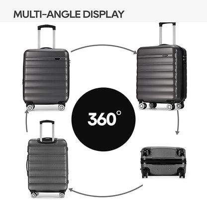 GinzaTravel 3-piece expandable luggage sets with Spinner Wheels， ABS hardshell Suitcase with TSA Lock，Large Luggage for Family Travel & carry on 20/24/28，Grey color