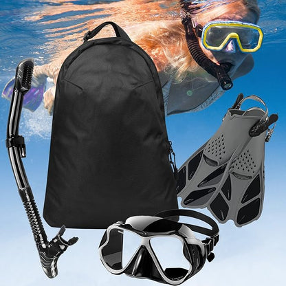 Xxerciz Gear Bag for Snorkel Equipment, Nylon Diving Bag Snorkel Bag Backpack for Mask, Fins, Swimming Gear, Beach and Sports Equipment (15.7" x 10.4" inch)