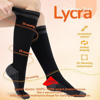 Merino Wool Compression Socks for Women Men (2/3 Pairs) Knee High Winter Thermal Thick Warm for Nurse Pregnant Travel