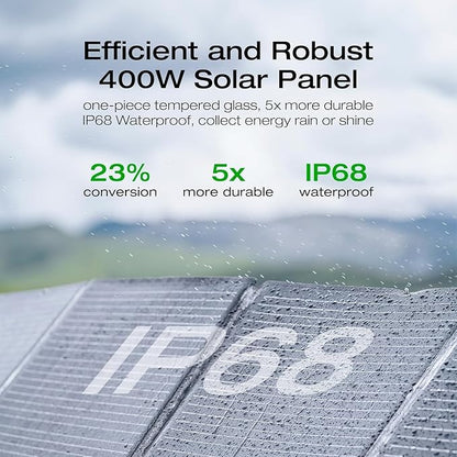 EF ECOFLOW Solar Generator DELTA 2 Max 2048Wh With 400W Solar Panel, LFP Battery Portable Power Station Up to 3400W AC Output Fast Charging 0-80% in 43 Min solar powered generator For Camping, RV