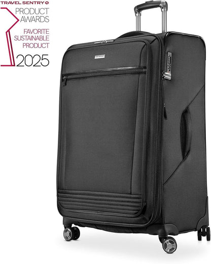 Ricardo Beverly Hills Avalon Softside 3-Piece Luggage Set Made with Sustainable 100% Recycled PET (rPET), Lightweight, Eco-Friendly Travel, Expandable, Dual Spinner Wheels, Black