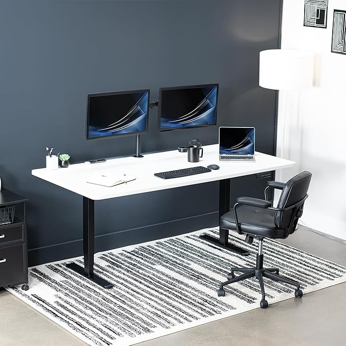VIVO Electric 71 x 36 in Dual Motor Sit Stand Desk, Memory Height Adjustment, 2B Series, White Top Black Frame, DESK-KIT-2B7W-36