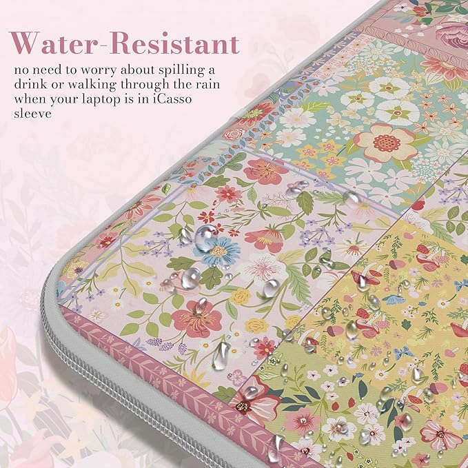 iCasso Laptop Sleeve 15.6 inch, Compatible with MacBook Air 15 inch, Cute Shockproof Laptop Case 15.6'', Slim Protective Travel Carrying Case for MacBook Pro 16, Lenovo Dell Asus HP, Pink