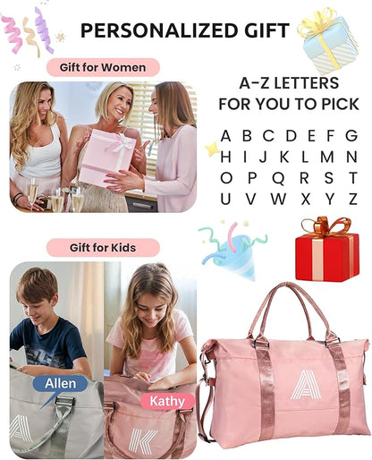 Teen Girl Gifts Trendy Stuff, Initial Travel Duffel Bag, Personalized Weekender Bag, Gym Bag, Monogram Overnight Bag, Niece Gifts Girly Girl Stuff Birthday Gifts for Girl (Letter Z)