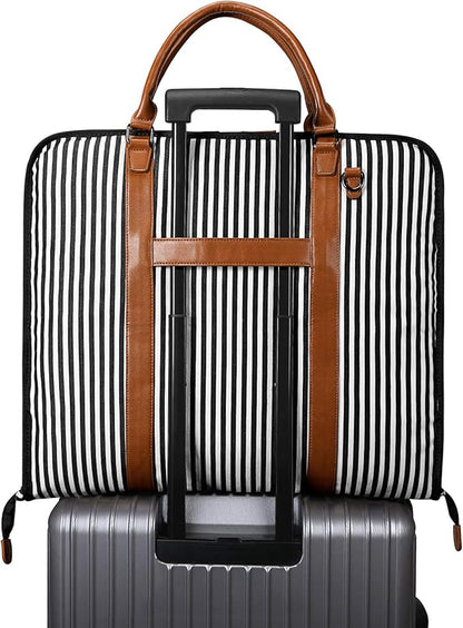 S-ZONE Carry on Garment Bag for Business Travel Canvas Leather Men Suit Cover