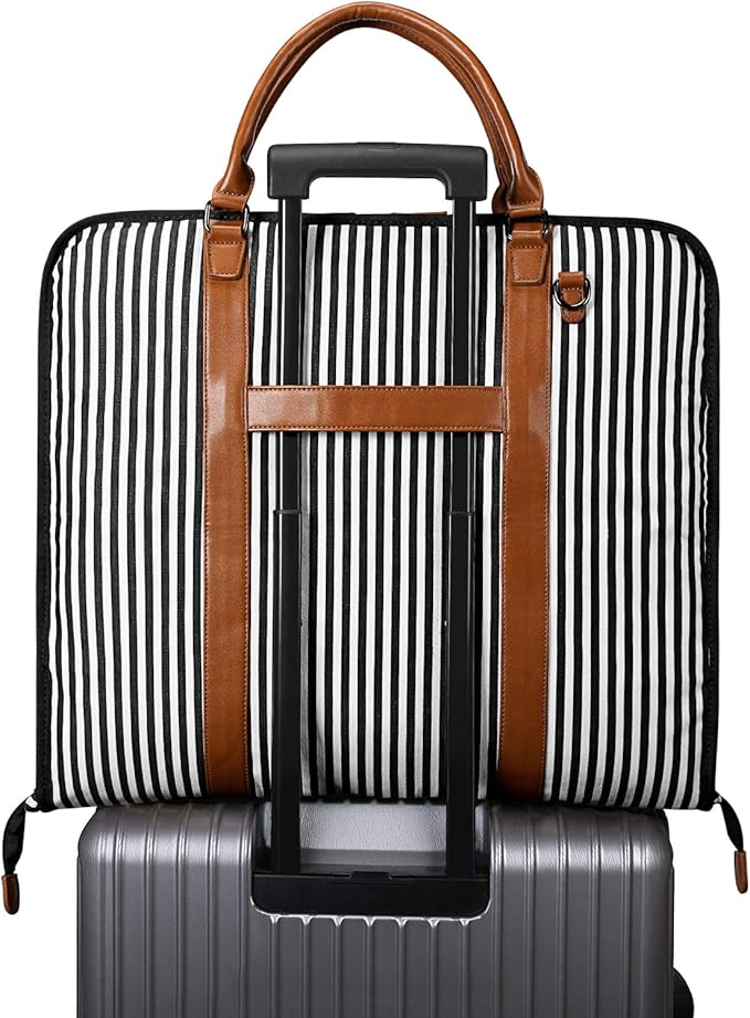 S-ZONE Carry on Garment Bag for Business Travel Canvas Leather Men Suit Cover