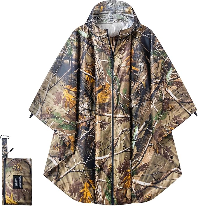 Hooded Rain Ponchos for Adult - Rain Coat and Rain Jacket with Waterproof Pocket and Zipper
