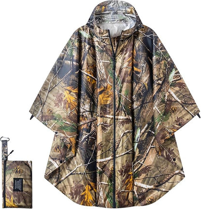 Hooded Rain Ponchos for Adult - Rain Coat and Rain Jacket with Waterproof Pocket and Zipper