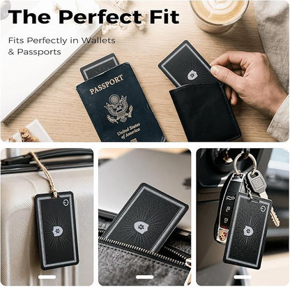 Wallet Tracker Card (iOS Only),Ultra Slim 0.07in,Rechargeable Bluetooth Tracker, IP68 Waterproof,Wireless Charging, Smart Location Finder for Keys, Wallet, Passport, Luggage Tags （2- Pack）