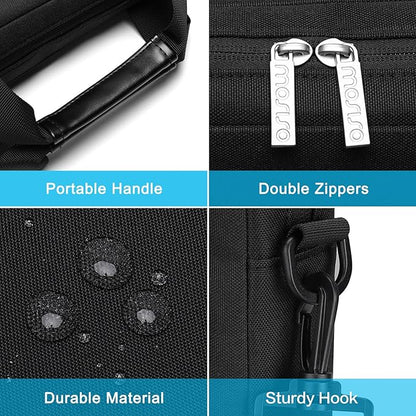 MOSISO Laptop Shoulder Bag 17.3 inch, 17-17.3 inch Computer Bag Compatible with Dell XPS/HP Pavilion/Ideapad/Acer/Alienware/HP Omen with 2 Raised&1 Flapover&1 Horizontal Pocket&Handle&Belt, Black