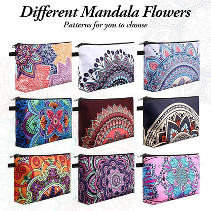 Dunzy 20 Pcs Makeup Bags Bulk Graduation Gift Cosmetic Bag Makeup with Zipper Pouch Waterproof Portable Travel Toiletry for Women Teacher Birthday Thanksgiving Christmas Gifts(Mandala)